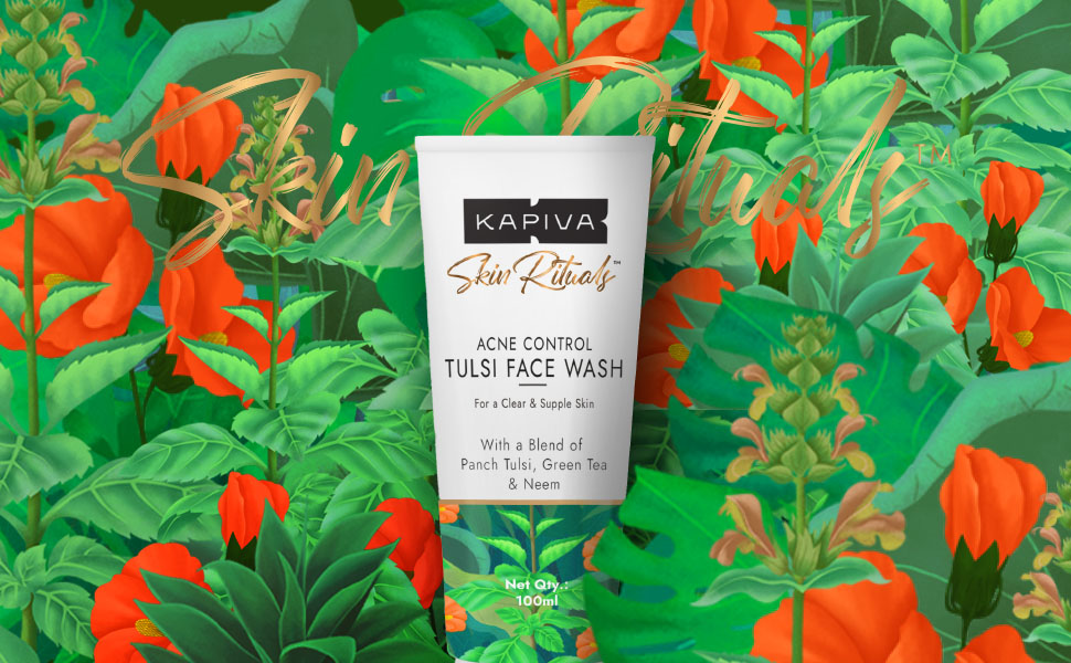 Kapiva Acne Control Tulsi Face Wash | Reduces Active Acne & Scars | For All Skin Types | 0% Parabens, Sulfates, Silicones