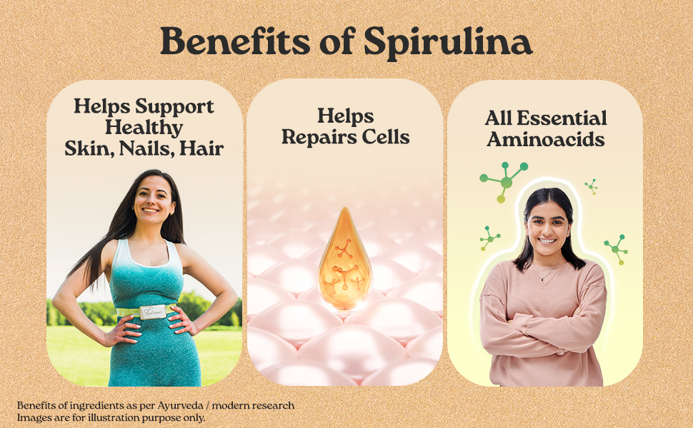 A TATA Product - Organic India Spirulina - 120 Tablets, Natural Amino Acids, Protein Powerhouse, Plant-Based Superfood, For Hair, Skin, Nails & Overall Health
