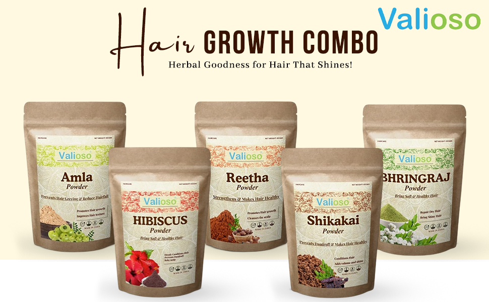 Amla, Reetha, Shikakai, Hibiscus And Bhringraj Powder for Hair Growth 50 Gms Each Combo (Pack of 5)