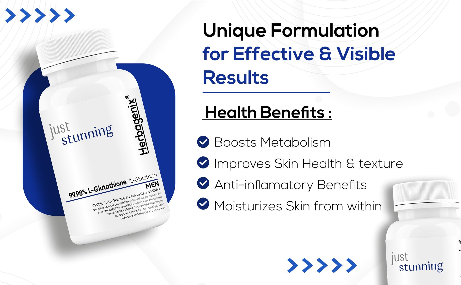 Glutathione-Tablets For Skin-Whitening L-Glutathione Reduced, Vitamin C, E, Biotin, milk thistle powder, Hyaluronic Acid, Collagen Supplements For Men-60 Glow Tablet (No Capsule/capsules)
