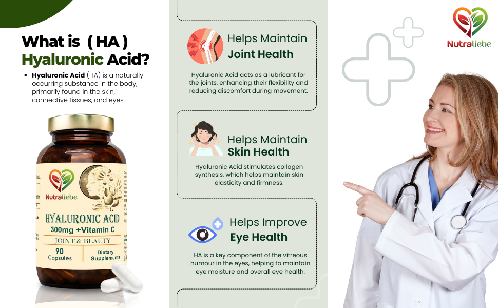 Hyaluronic Acid 300mg - Premium Joint & Skin Support, Non-GMO, 90 Capsules