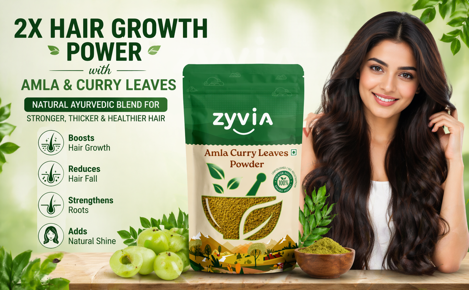 Natural Amla & Curry Leaf/leaves Powder | Plant-Based Superfood for Daily Nutrition & Hair Care | Organic, Vegan, Gluten-Free | No Preservatives | 250g Pack
