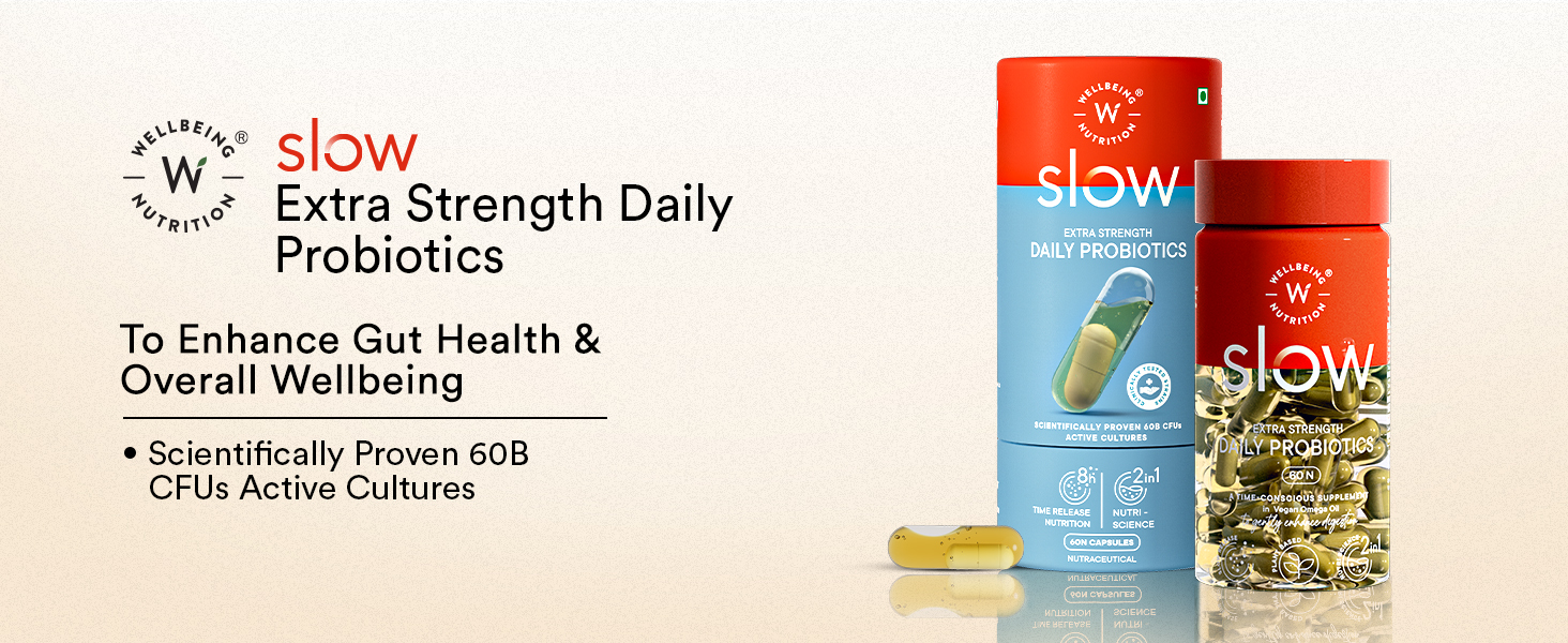 Wellbeing Nutrition Daily Probiotics Gut Health Supplement, 60 Billion CFU, 15+ Clinically Proven Strains in Flaxseed Oil | For Bloating, Gas, Indigestion, IBS, IBD, Gut Health, 60 Veg Capsules