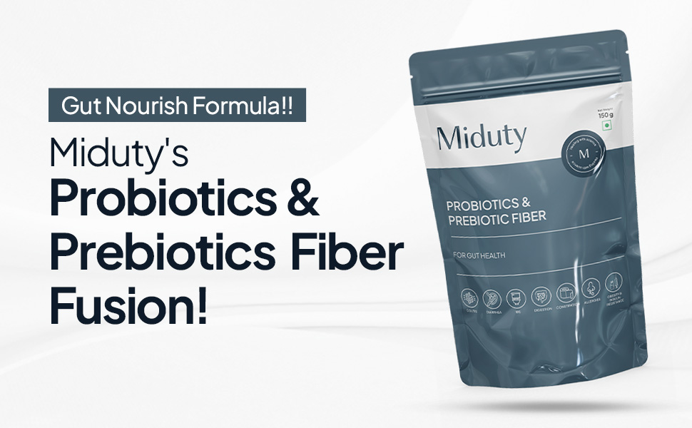 Miduty Probiotics Prebiotic Powder for Gut Health - Patented Lacto Bacillus Coagulans - Constipation Help- 150 grams