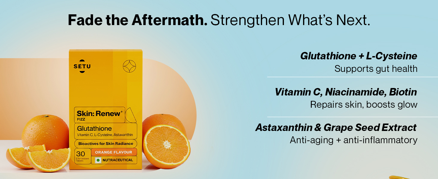 Setu Clear Skin Combo - Skin: AcneClear (150g) + Skin: Renew Glutathione Fizz (30 Tablets) for Skin Glow (BIFIACNEL® Probiotic & Detox Formula) | Targets Hormonal Acne, Gut Inflammation & Dark Spots | 30 days pack