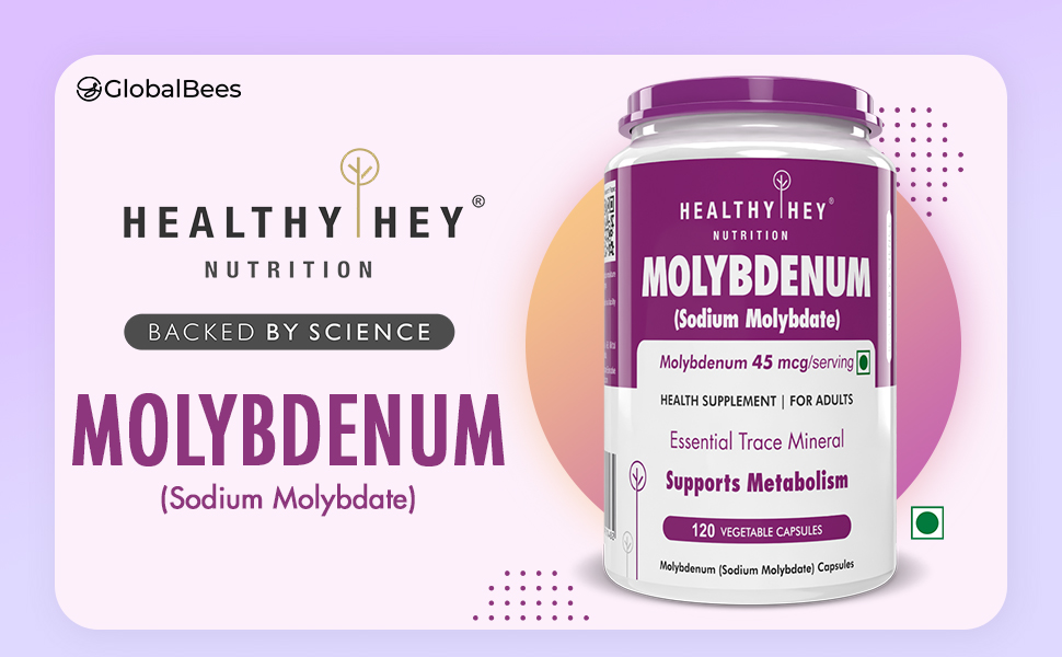 HealthyHey Nutrition Molybdenum - Trace Mineral Supplement for Liver Support and Detoxification of Environmental Toxins - 120 Capsules