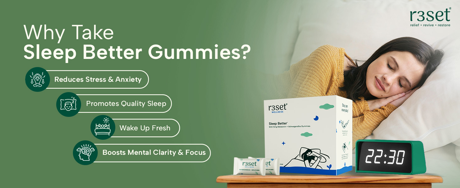 R3SET 5mg Melatonin for Cortisol, Deep Sleep & Stress Relief - 30 Gummies