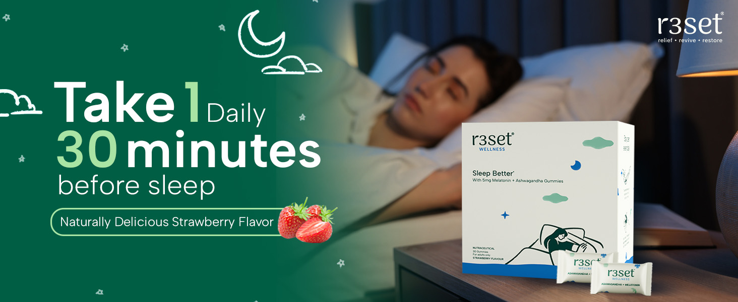 R3SET 5mg Melatonin for Cortisol, Deep Sleep & Stress Relief - 30 Gummies