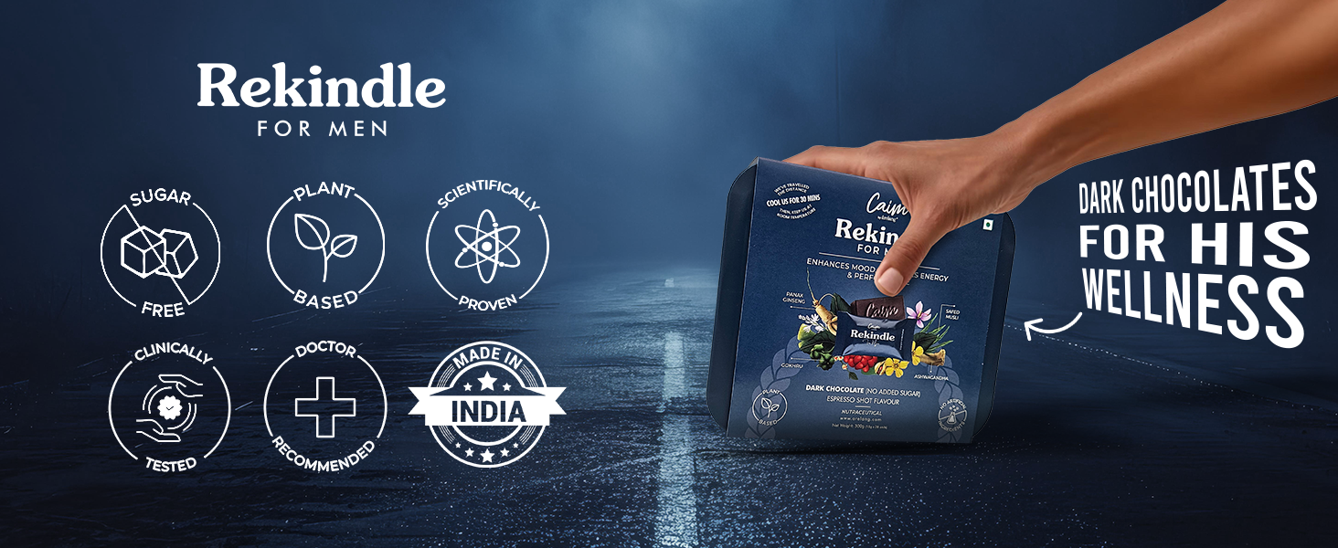 Rekindle for Men | Dark Chocolates Supplement for Men | Improves Endurance & Efficiency | Mood Enhancer | Caim by årelang | Espresso Shot | 1x20 pieces(300gram)
