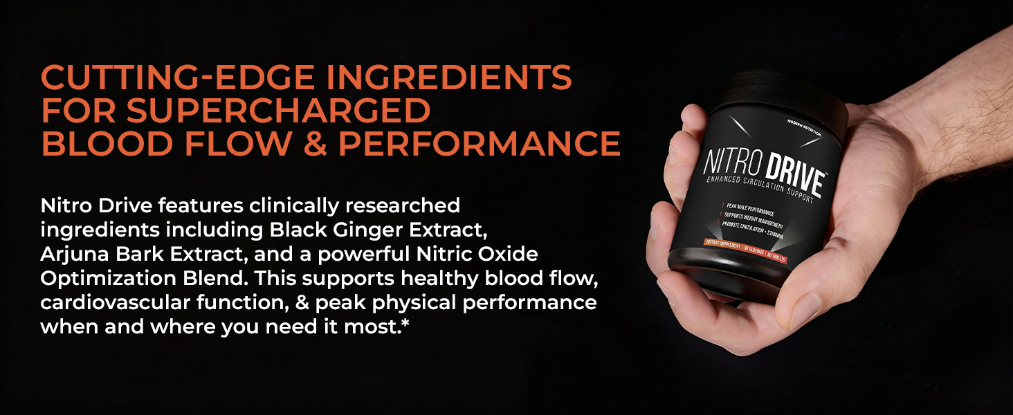 Nitro Drive | Supports Healthy Blood Flow & Natural Immune Support - Male Enhancing Supplement & Nitric Oxide Supplements for Men | Beetroot Extract | Heart Circulation Support | 60 Tabs
