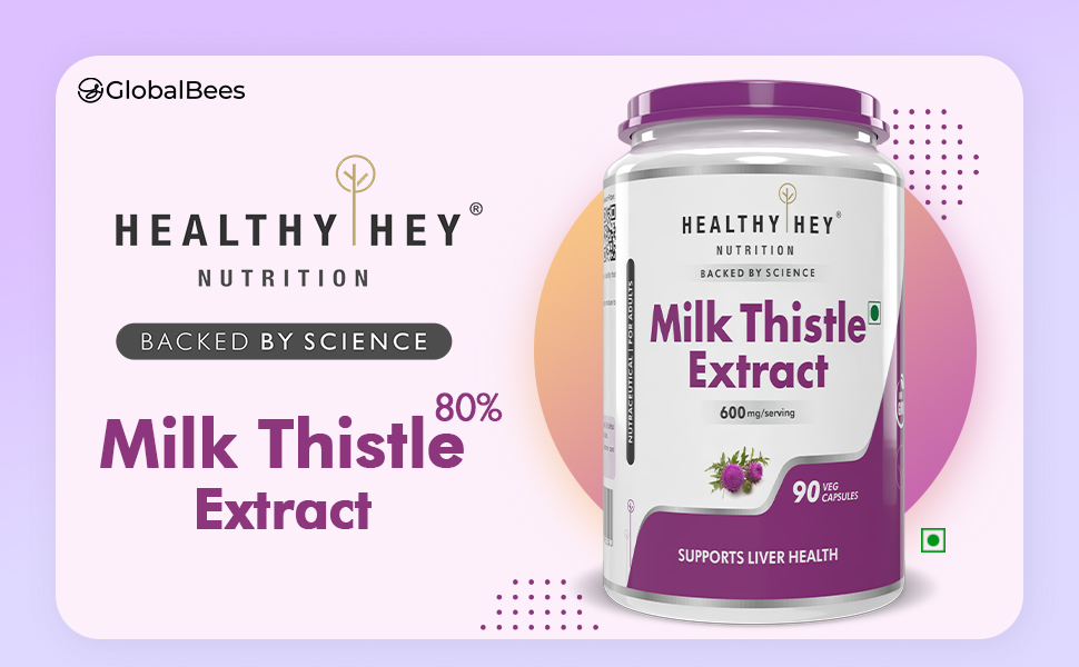 HealthyHey Nutrition Milk Thistle Capsules For Liver Health - High Strenght -Extract - 90 Veg. Capsules