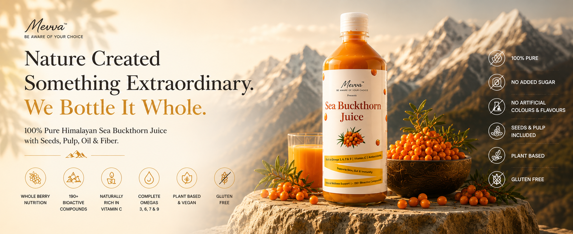 Mevva 100% Pure Himalayan Sea Buckthorn PULP/Juice 450ml