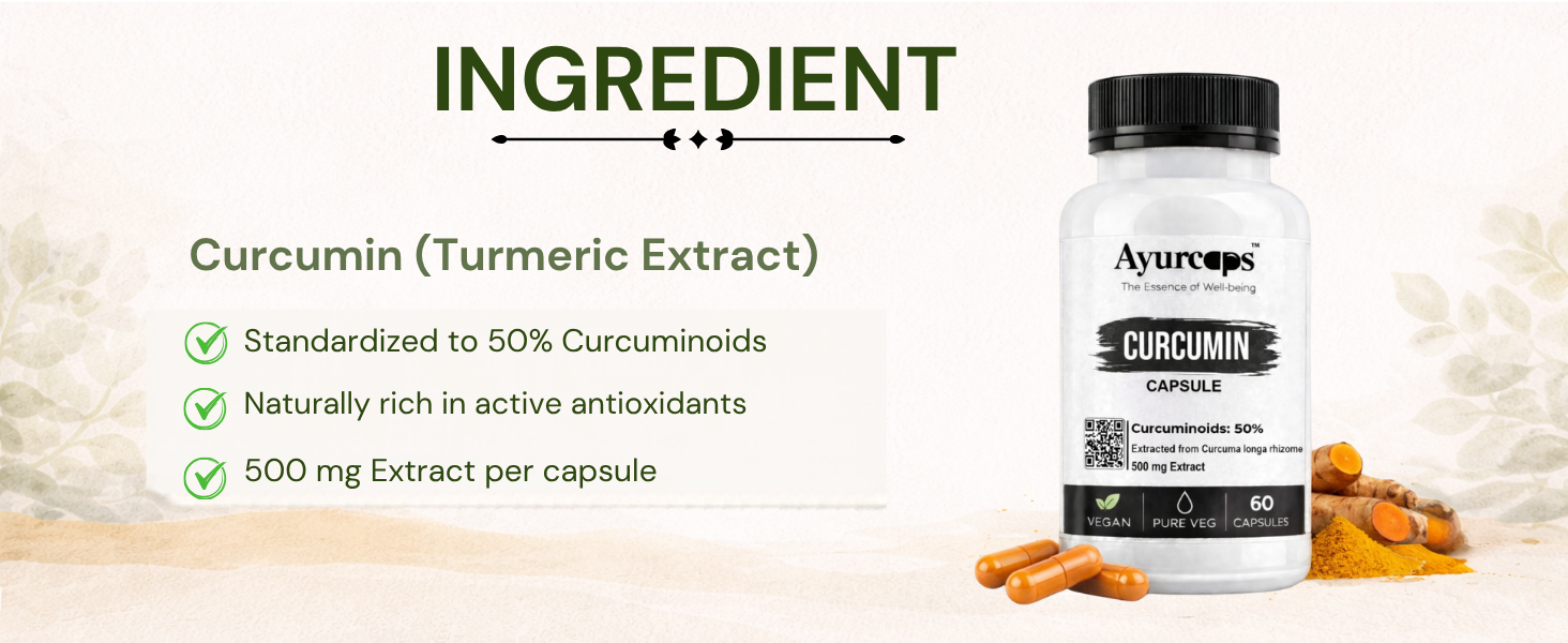 Curcumin 500mg 60 Veg Capsules | Turmeric Extract Supplement For Joint Support, Immune Health And Antioxidant Support | Plant Based Herbal Formula For Men And Women