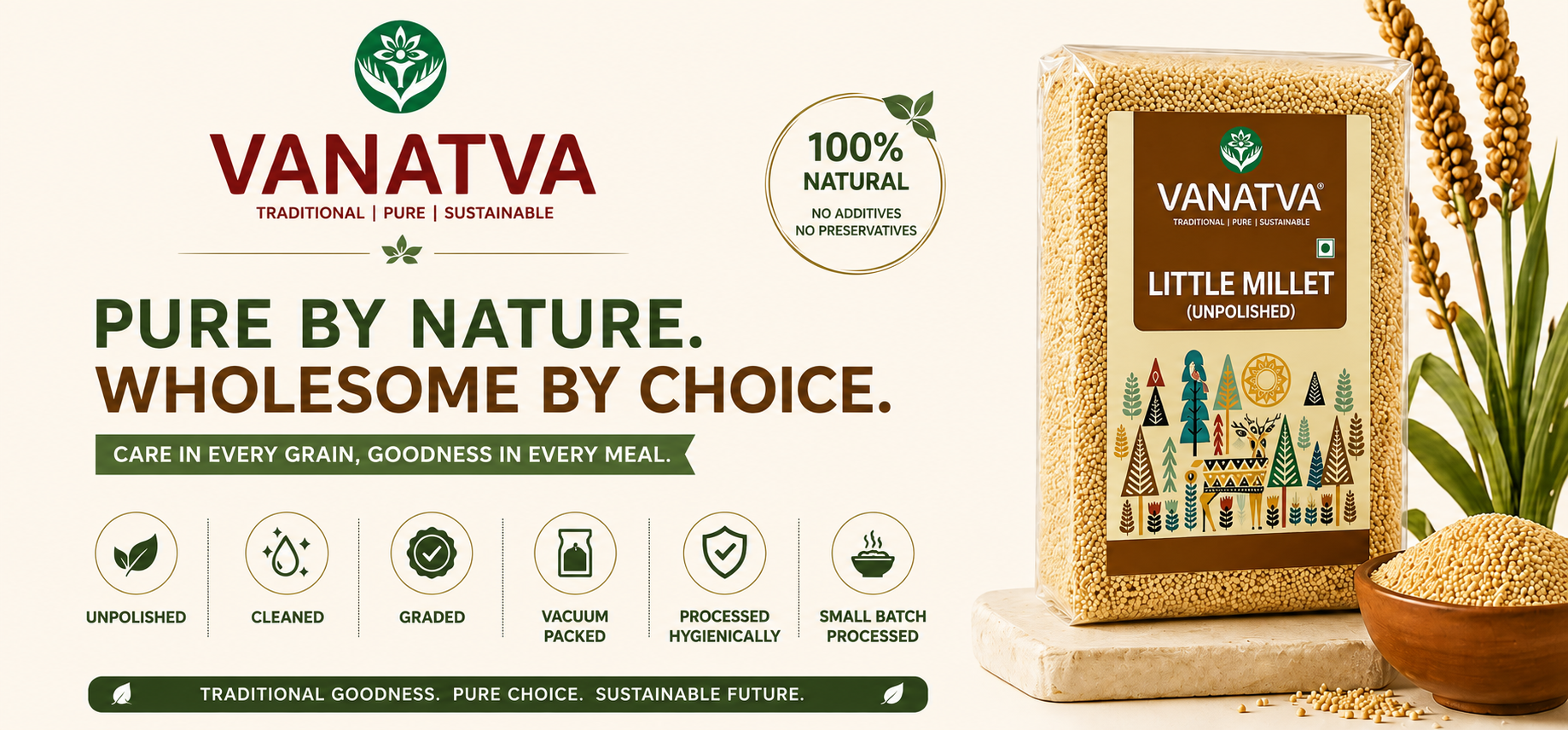 Brown Top Millet 500g | Unpolished Whole Grain | High Fiber & Natural Protein Rich Superfood | Gluten Free Traditional Grain for Daily Nutrition | Healthy Alternative to Refined Grains | Nutrient-Dense Food for Balanced Diet