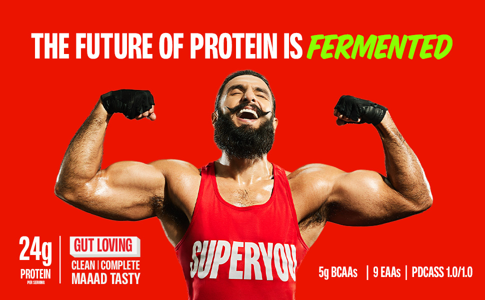 Superyou Pro Fermented Yeast Protein Isolate Cold Coffee 1kg | 24g Protein/Serve | Vegan, No Bloat, Heat-Stable | Easy to Digest | Gut Friendly | PDCAAS of 1