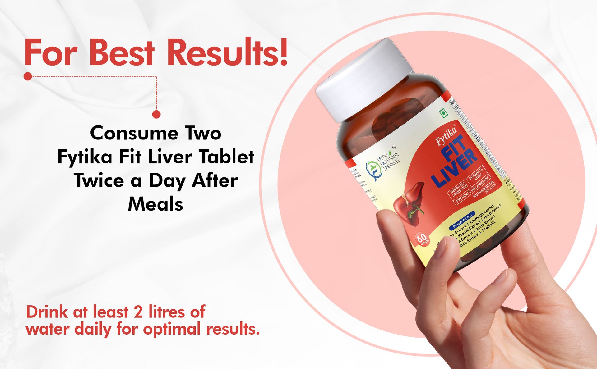 Fytika Fit Liver Detox Tablets | Milk Thistle, Kalmegh, Kutaki, Curcumin, Bhumi Amla & Probiotics | 60 Tablets