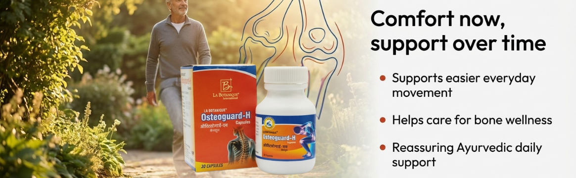 LA BOTANIQUE Osteoguard-H Joint Pain Relief Capsules – Ayurvedic Bone Health Supplement with Hadjod & Shallaki | High Strength Formula for Joint Mobility, Flexibility & Strength