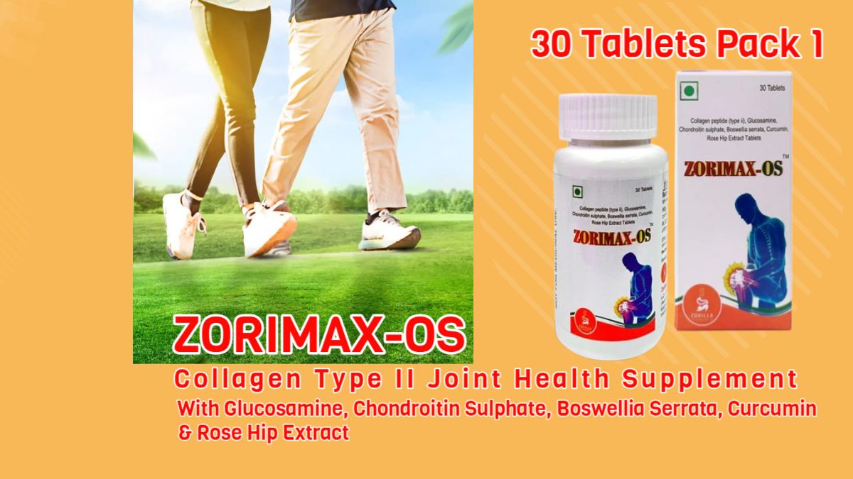 Zorimax OS Collagen Type II Joint Health Supplement – With Glucosamine, Chondroitin Sulphate, Boswellia Serrata, Curcumin & Rose Hip Extract | 30 Tablets (Pack of 1)