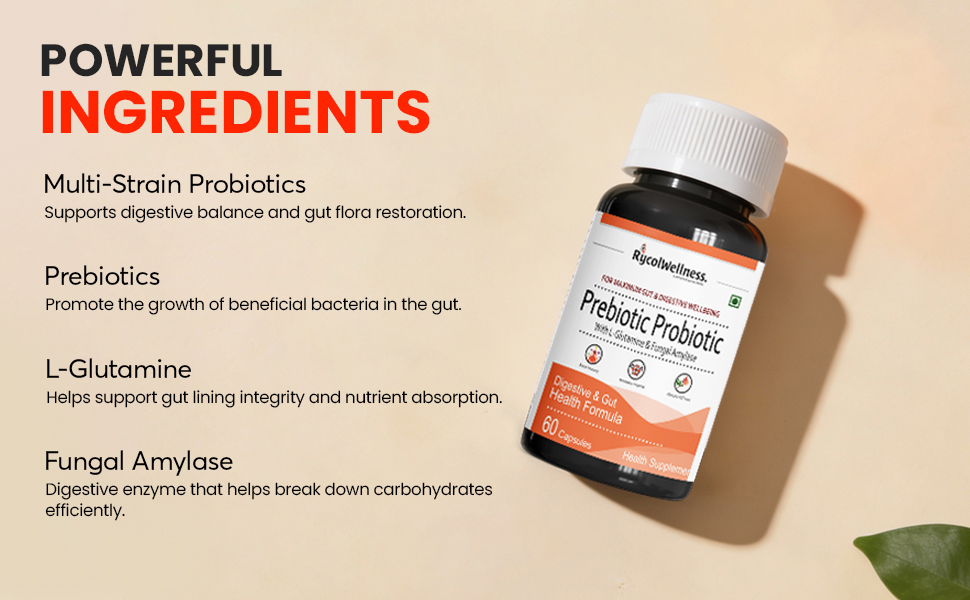 Pre & Probiotics for Gut, Digestion Health & Bowel | With CFU & 200mg Prebiotics | Gives Relief from Bloating, Acidity, Constipation & Gas | Improves Digestion 60 Capsules (Pack of 1)