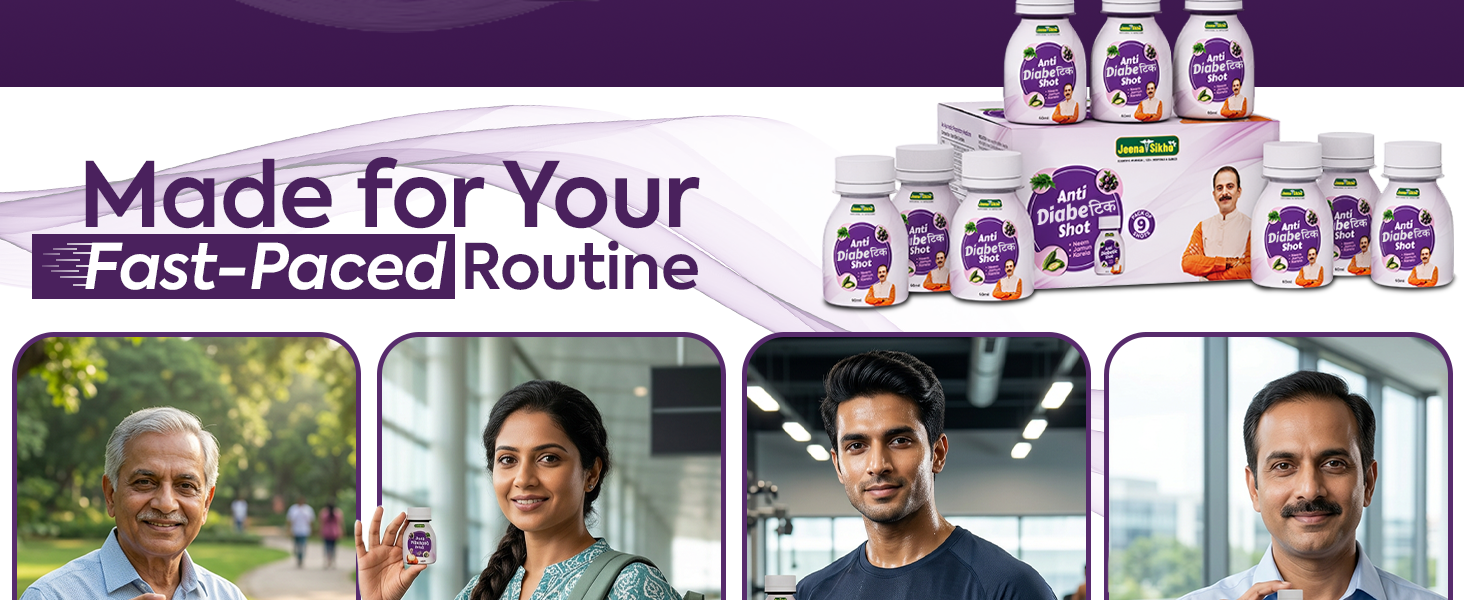 Jeena Sikho Anti Diabetic Shot | Ayurvedic Formula with Neem, Jamun & Karela | For Blood Sugar Management & Metabolic Wellness, 9 Shot (60 ml each)