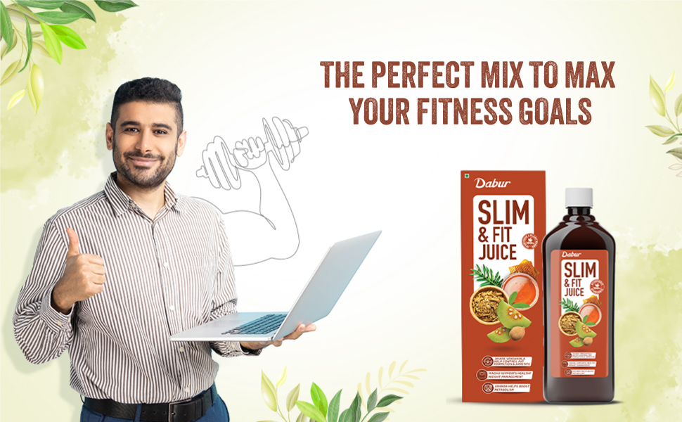 Dabur Slim & Fit Juice - 1L | 100% Natural & Ayurvedic | No Artificial Colours, Sugars & Flavours | Healthy Weight Management |Helps Boost Metabolism
