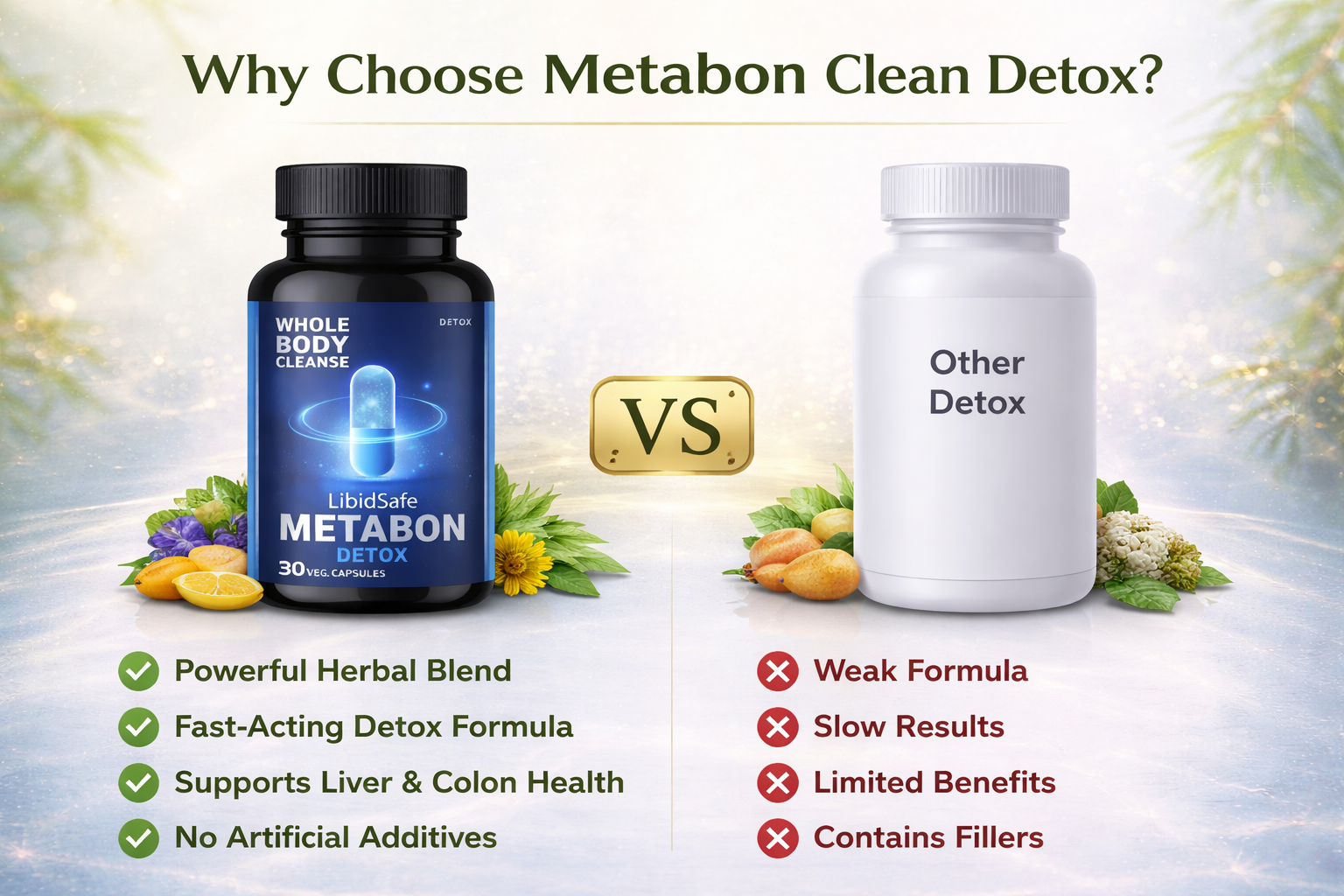 Premium Metabon Detox Capsules – Metabon Whole Body Cleanse Formula with Improved Absorption and Natural Ingredients for Effective Detoxification and Improved Energy Levels