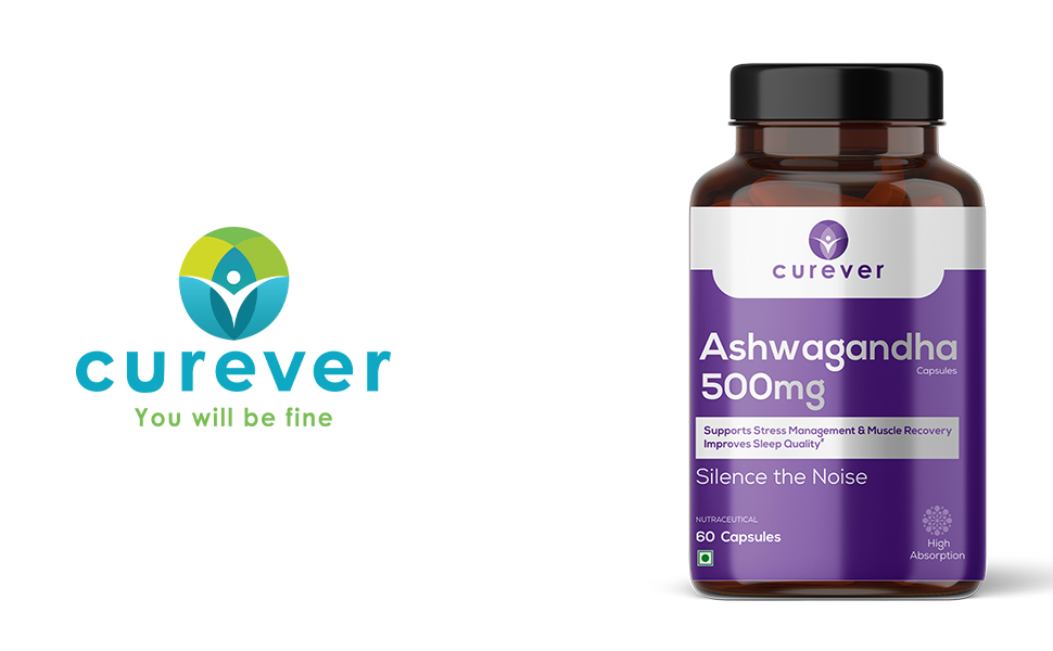Curever Ashwagandha 500mg Capsules | Stress Relief, Sleep Support & Energy | Ayurvedic Adaptogen Supplement for Men & Women | Supports Immunity, Stamina & Muscle Recovery | 60 Veg Capsules