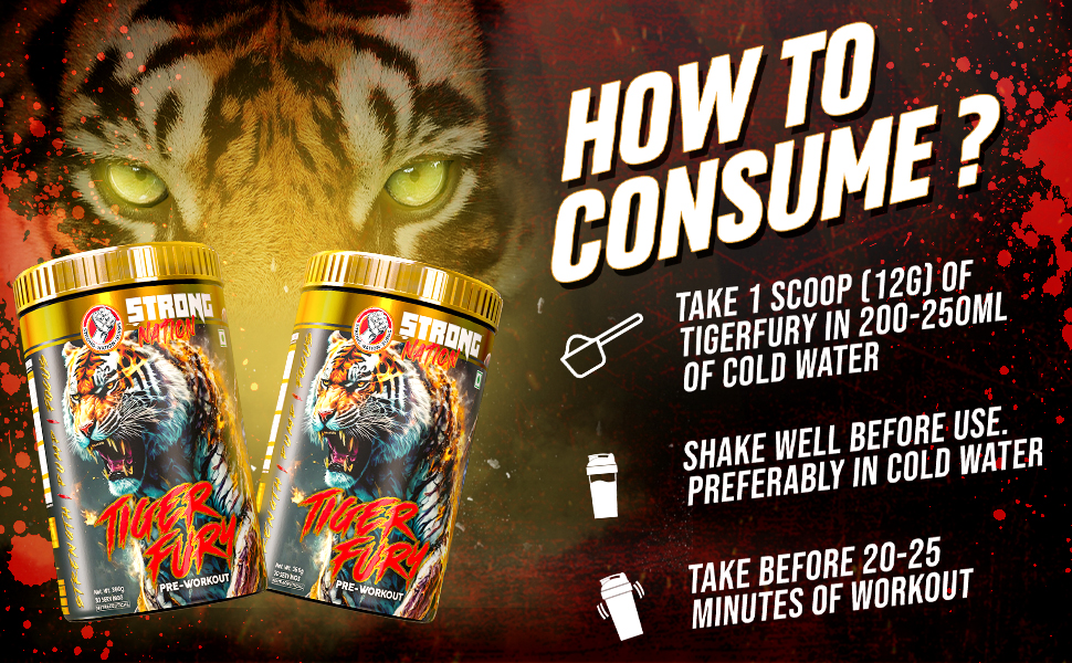 Strong Nation Tiger Fury Pre Workout Powder | Energy & Focus | 360g