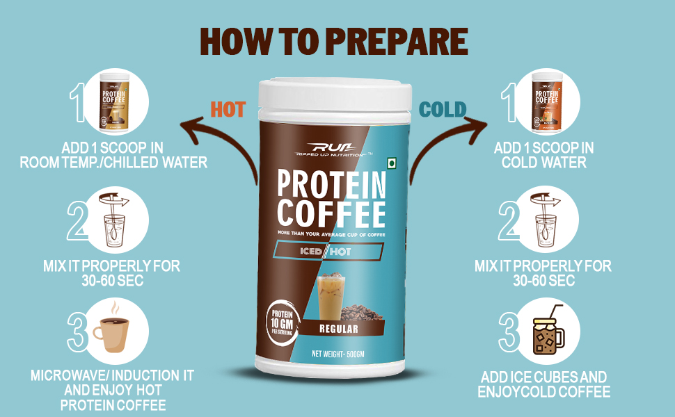 Ripped Up Nutrition Protein Coffee |10g Protein Per Scoop | Versatile Usage - A Pre-Workout or Anytime Meal Replacement Shake| (Caramel, 500gm)