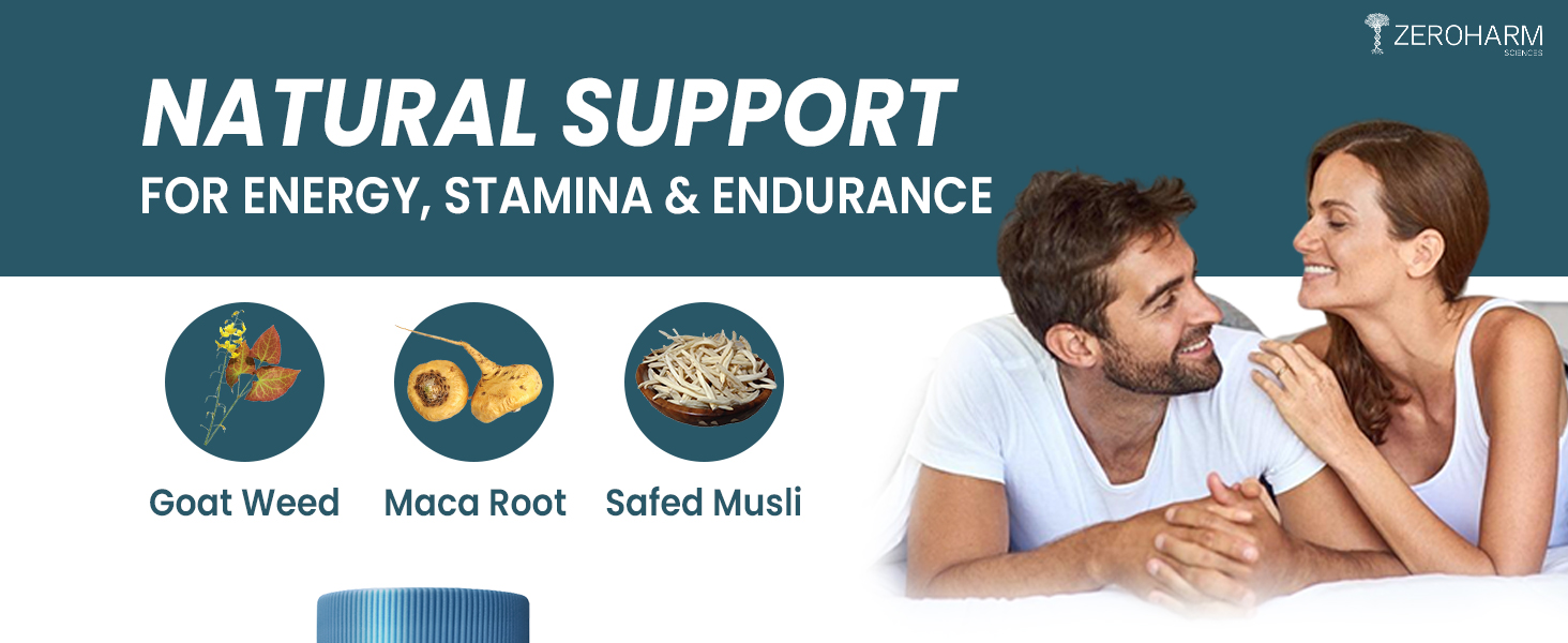ZEROHARM BACK to TEENS - Horny Goat weed Epimedium - Maca Root extract - Safed Musli - Nano Formulated- 120 herbal Tablet