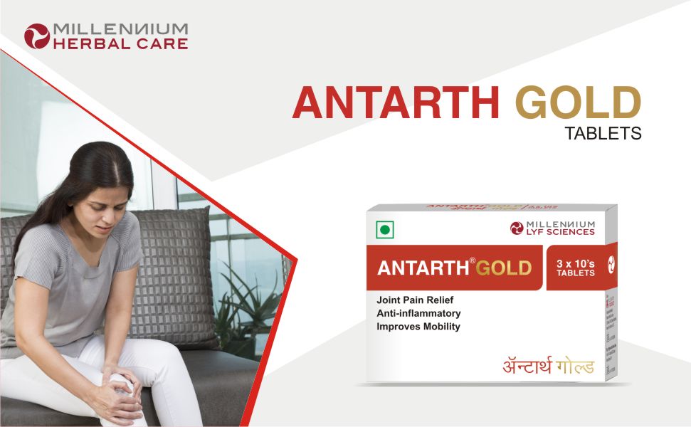 Antarth Gold Tablets | Ashwagandha, Guggul, Soonth |Joint Pain Tablets, Relief from Arthritis | Clinically Proven Ayurvedic Medicine | For Elderly, Active Adults |1500mg, MSM 1050mg |60 Tablets