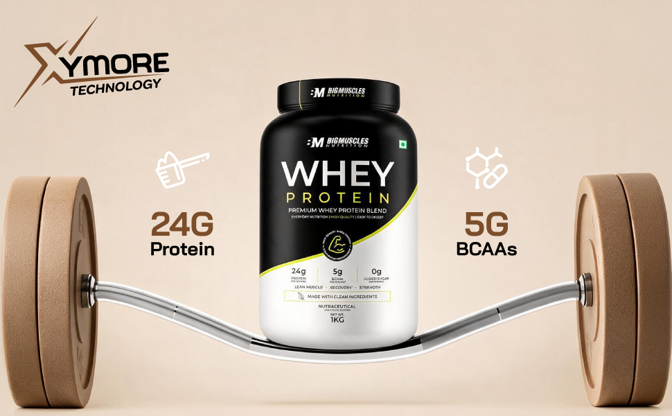 Whey Protein with Fibre (Rich Chocolate, 1kg) | 24g Protein & 10g EAA | Protein Powder Powered By Xymore Tech. | No Artifical Flavour or Sweetener