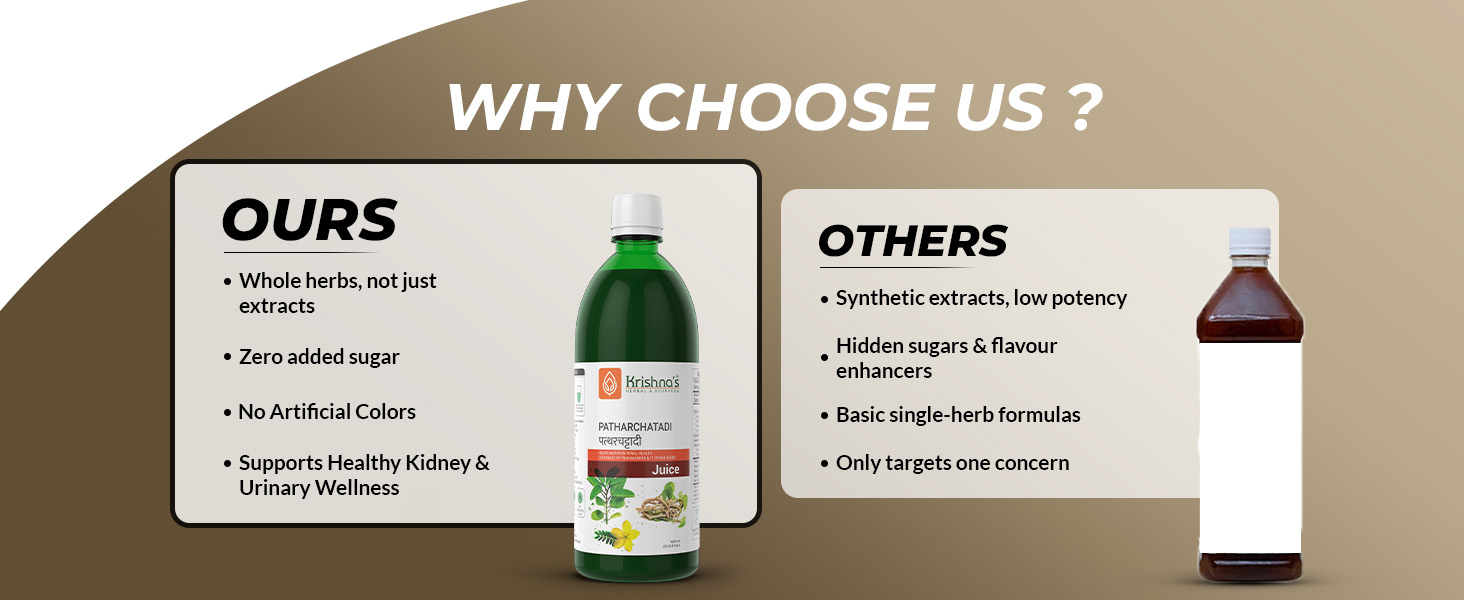Krishna's Patharchatadi Juice - 1000 ml, Goodness of Pashanbhed, Adulsa, Kutki & Amla, Blend of Ayurvedic Herbs for Kidney - Pack of 1