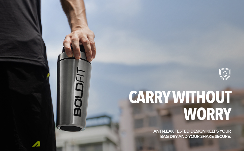 Boldfit Stainless Steel Gym Shaker Bottle Shaker Bottles for Protein Shake 100% Leakproof Guarantee Protein Shaker Sipper Bottle Pre Workout Steel Shaker With Measurement 700 ml