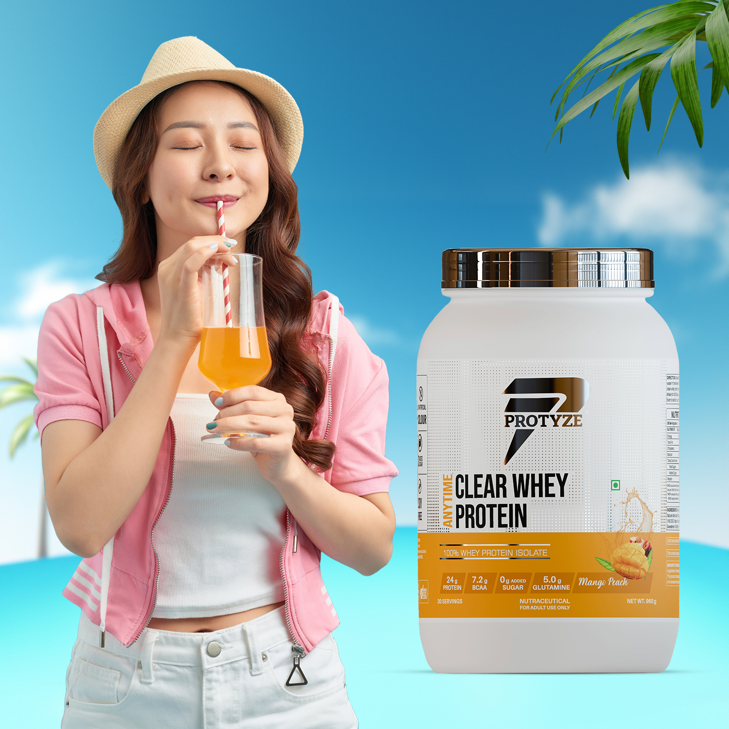Protyze Anytime Clear Whey Protein Isolate | 24g Protein Per Scoop | Nimbu Pani, 15 Servings | ISO & HACCP Certified | Lean Muscle Growth, Easy Digestion & Refreshing