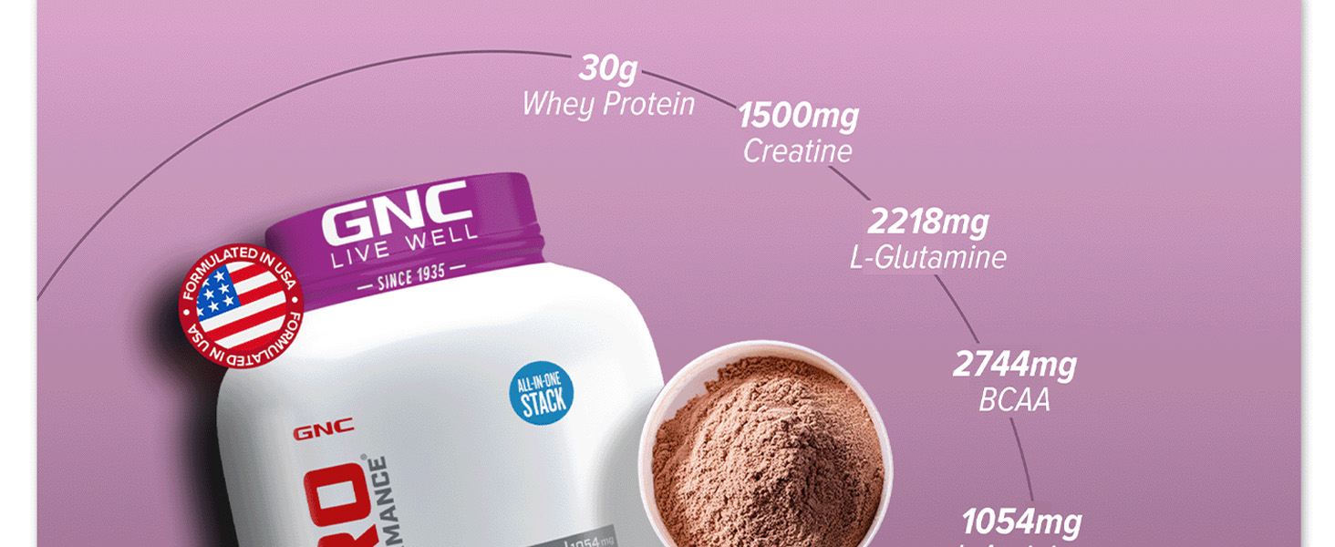 GNC Pro Performance Power Protein | 2 lbs/907 Grams | 6 In One Stack | 1500 Mg Creatine| Zero Added Sugar| 2744 MG BCAA | Informed Choice Certified | 30g Protein | 2.2g L-Glutamine | Energy Features Enzymes For Better Digestion | Double Rich Chocolate| Formulated In USA