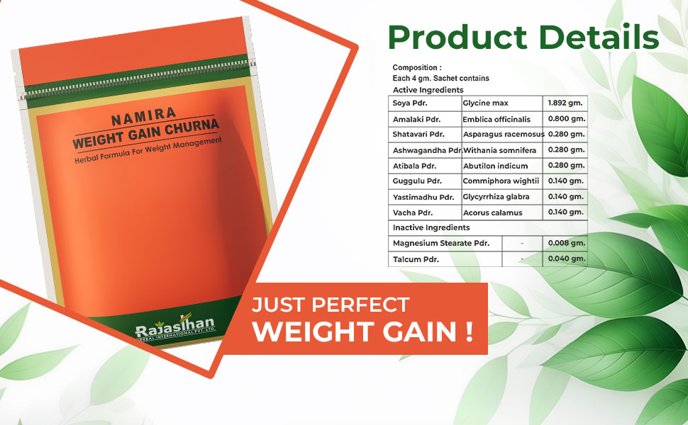 Namira Weight Gain Powder for Men & Women - Herbal Formula For Weight Management & Overall Wellness | Natural Protein & Herbs | Health Gain | Pack 2 - Each 120gm