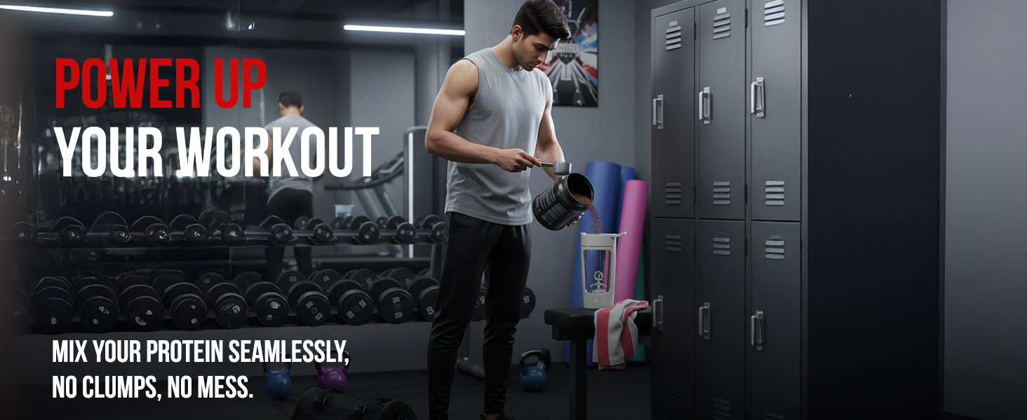 Autofy Electric Shaker for Gym Protein Shaker Bottle 100% Leakproof Design Multipurpose Use Coffee Lassi Milkshake BCAA Mixing Home Office Workout use *60 Mins Runtime* Anti-Skid Base (White - 650ml)