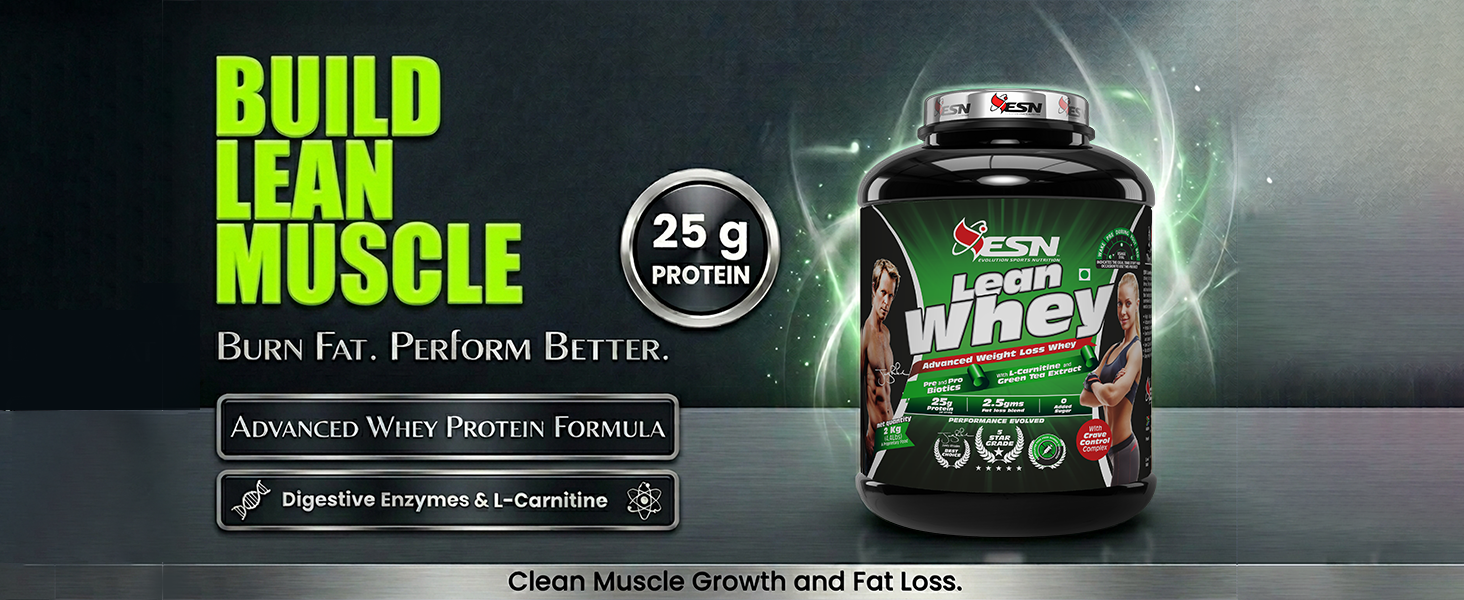ESN Lean Whey Protein | 25 g Protein per Serving | 200mg Green Tea Leaf Extract | 1 g L-carnitine | Digestive Enzymes for better absorption | Crave Control Complex (2 lbs, Double Chocolate Brownie)