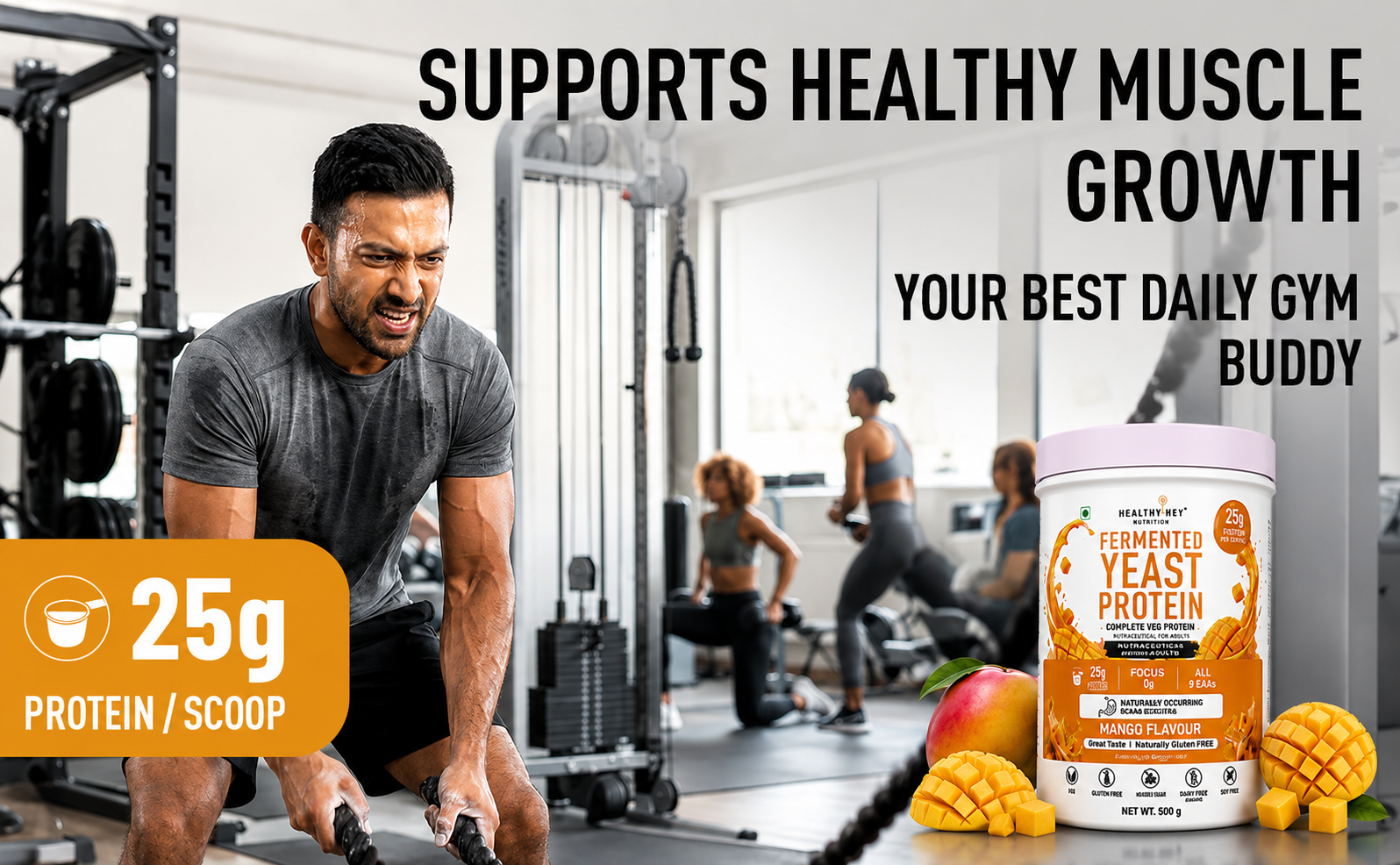 HealthyHey Nutrition Fermented Yeast Protein - Mango Flavour - 500g