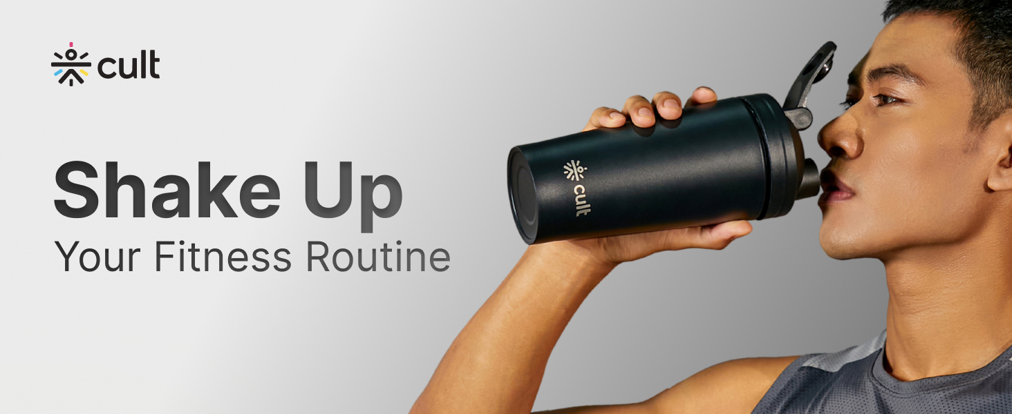 CULT Stainless Steel Shaker Bottle 700ML – Durable, Leak-Proof, BPA-Free Protein Shaker with Wire Mixer – Gym, Fitness, Travel & Daily Use – Lightweight & Easy to Clean - Silver
