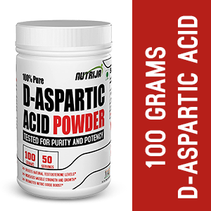 NutriJa D-Aspartic Acid Powder 100g | 2000mg DAA Per Serving | 50 Servings | Pure DAA Amino Acid Supplement | Unflavoured Powder for Men’s Fitness, Gym Training & Active Lifestyle