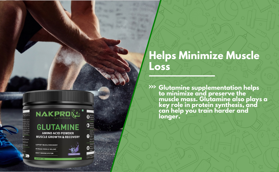 Nakpro L-Glutamine Powder - JAR | 4g Glutamine Per Serving, 50 Servings | Post Workout Amino Acid Protein Supplement for Muscle Growth and Recovery (Unflavoured, 250g)