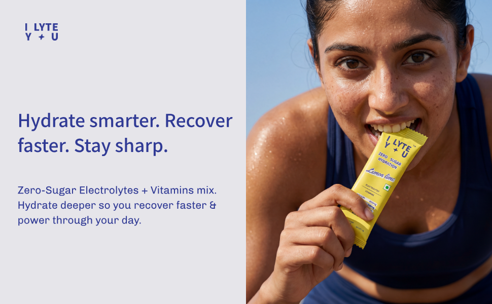 I LYTE YOU – Electrolyte Powder Hydration Sticks | Zero Sugar | Sodium, Potassium & Magnesium with Vitamins B12, C & D3 | For Workout, Travel & Daily Hydration | Lemon Lime | 9 Sachets