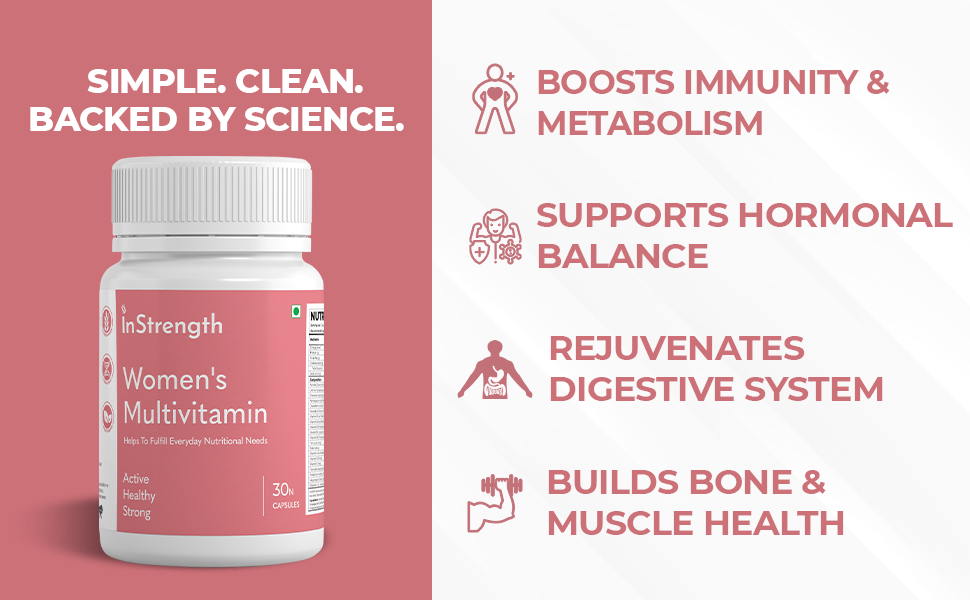 WOMEN'S MULITVITAMIN - (INDIA'S BEST SUPPLEMENT) - Support Women's Immunity & Skin & Enery & Digestion & Bone & Hair & Periods care & Overall health - (Veg) -10% OFFER on checkout