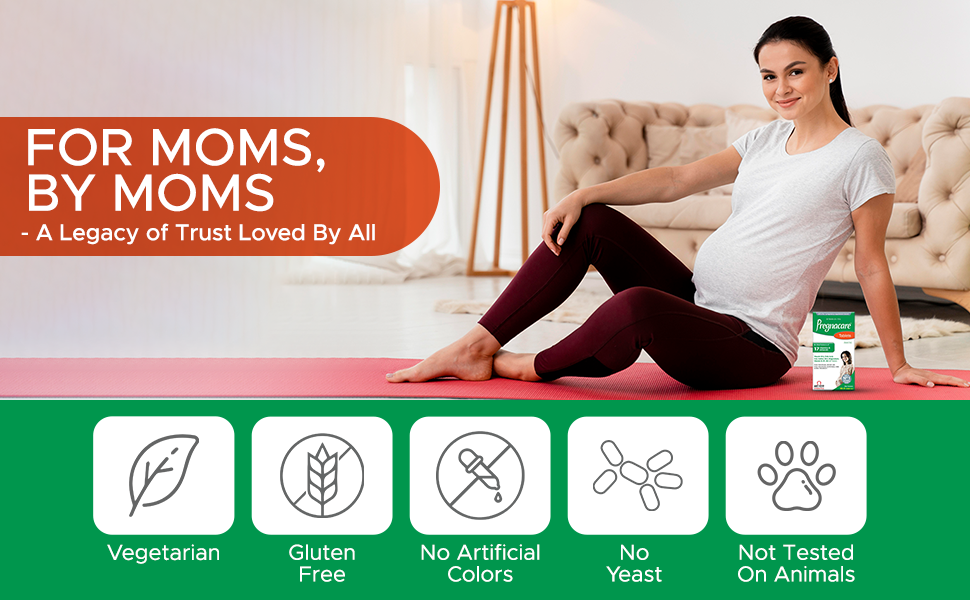 Pregnacare Multivitamin tablets for women with 17 vitamins, Iron, Vitamin B12, Folic acid for healthy & nutritional care during pregnancy | Gluten free vegetarian multivitamin tablets