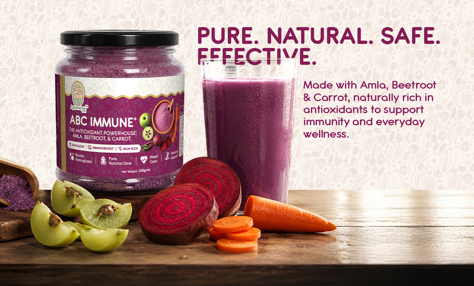 ABC Juice Powder (Amla Beetroot Carrot) | Immunity Booster, Iron Rich Superfood | Skin Glow & Energy | Natural Health Drink Mix | 200g