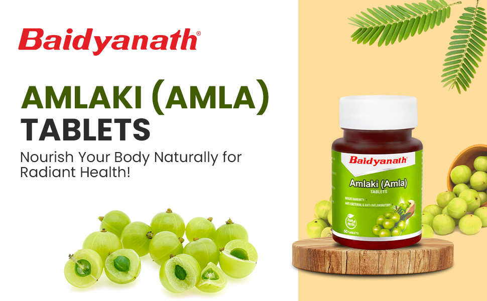 Baidyanath Ayurved Amlaki (Amla) 60 Tablets (Pack of 2) - Natural Health Booster for Enhanced Hair, Skin, Digestive Health, Metabolism Support and Sugar Level Management