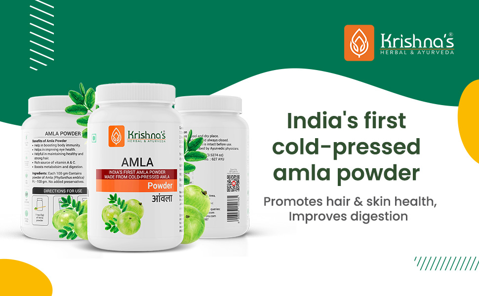 KRISHNA'S HERBAL & AYURVEDA Amla (Phyllanthus Emblica) Powder - 100 G, Enriched With Vitamin C, Healthy Hair & Skin, Immunity Booster, Detox And Weight Management