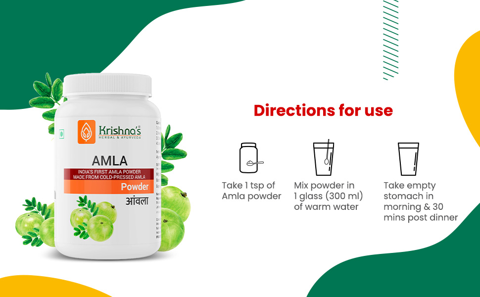 KRISHNA'S HERBAL & AYURVEDA Amla (Phyllanthus Emblica) Powder - 100 G, Enriched With Vitamin C, Healthy Hair & Skin, Immunity Booster, Detox And Weight Management